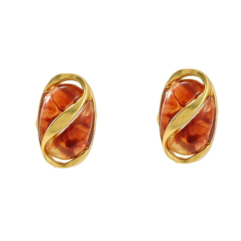 Earrings, bracelets and necklaces set for women multi-layered oval alloy resin exaggerated jewelry - 图片 4