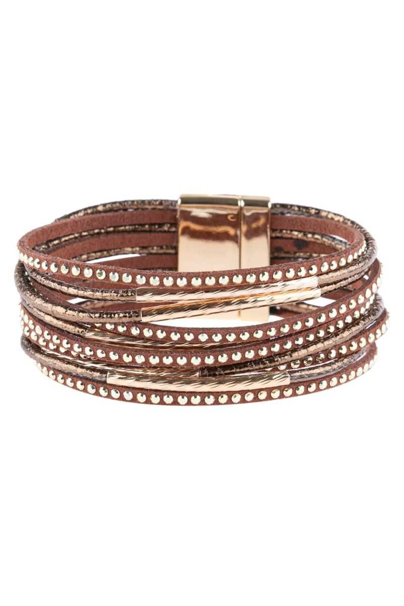 Multiline Leather Magnetic Bracelet - 图片 3