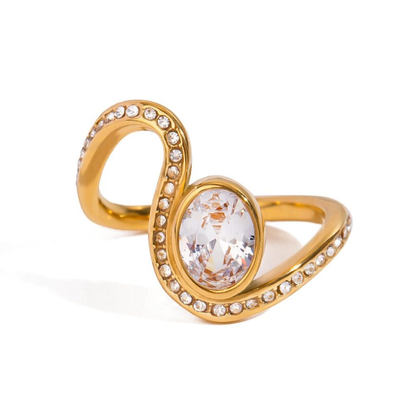 18K gold geometric gemstone design high-end ring - 图片 3