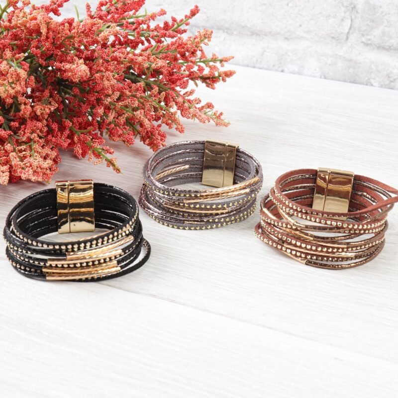 Multiline Leather Magnetic Bracelet - 图片 13