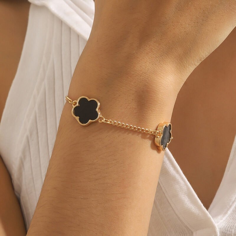 18K Gold Butterfly/Clover Design Exquisite Unique Bracelet - 图片 2