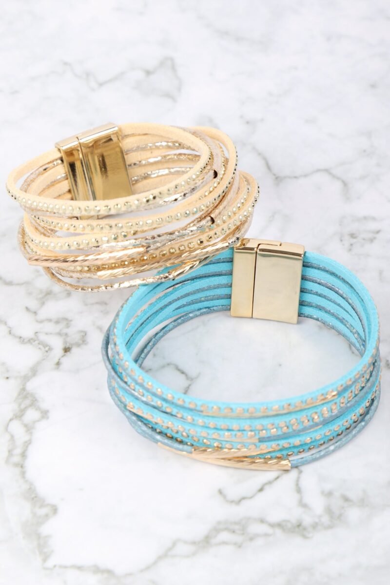 Multiline Leather Magnetic Bracelet - 图片 5