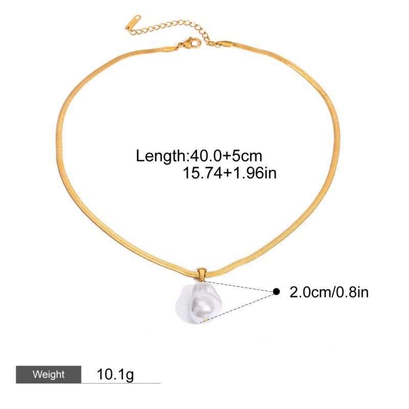 18K gold chain with pearl design high-end necklace - 图片 5