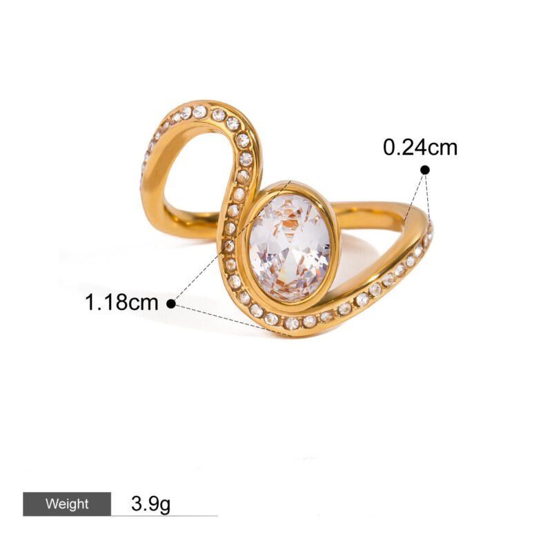 18K gold geometric gemstone design high-end ring - 图片 4