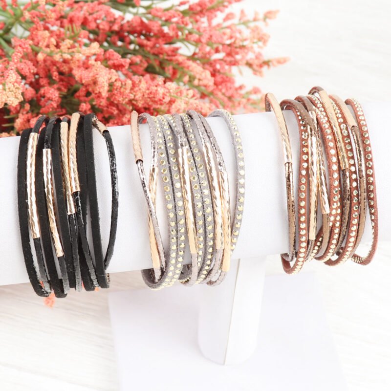 Multiline Leather Magnetic Bracelet - 图片 8