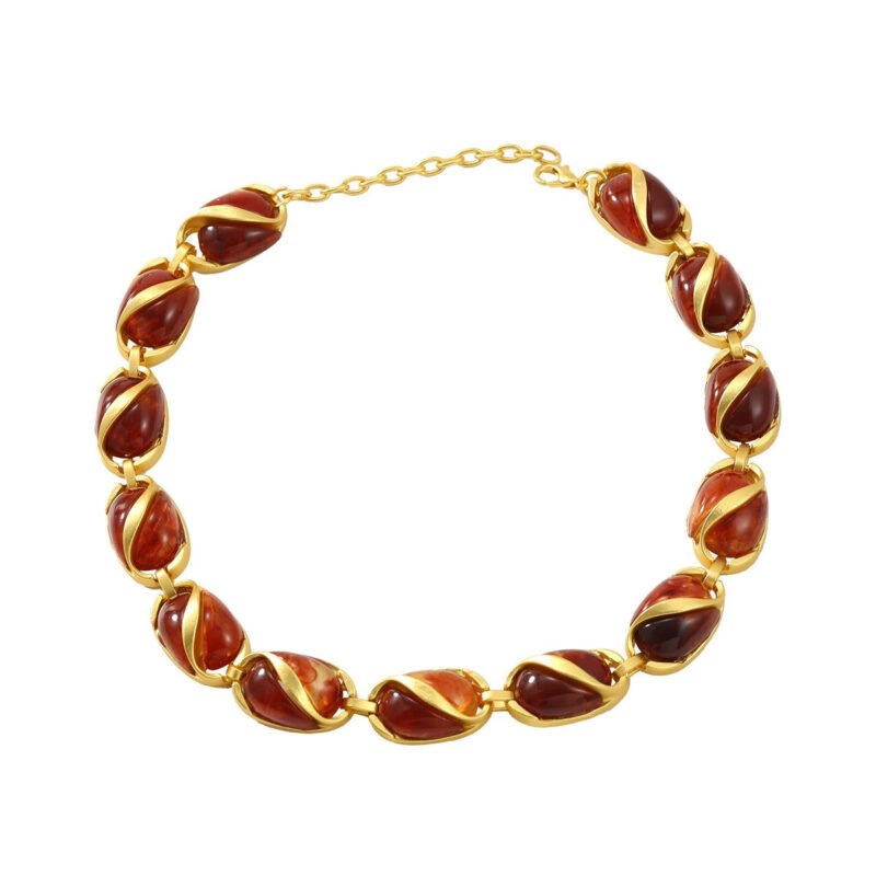Earrings, bracelets and necklaces set for women multi-layered oval alloy resin exaggerated jewelry - 图片 2
