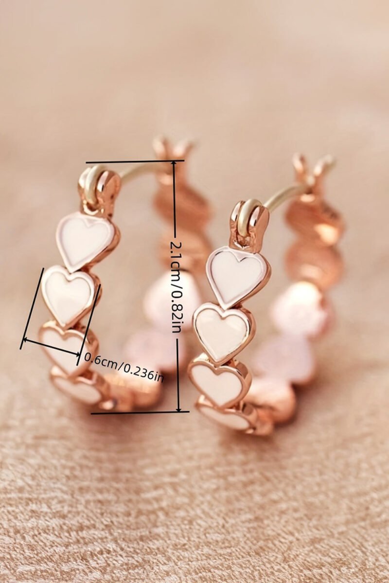 White Heart Shape Plated Alloy Small Hook Earrings - 图片 4