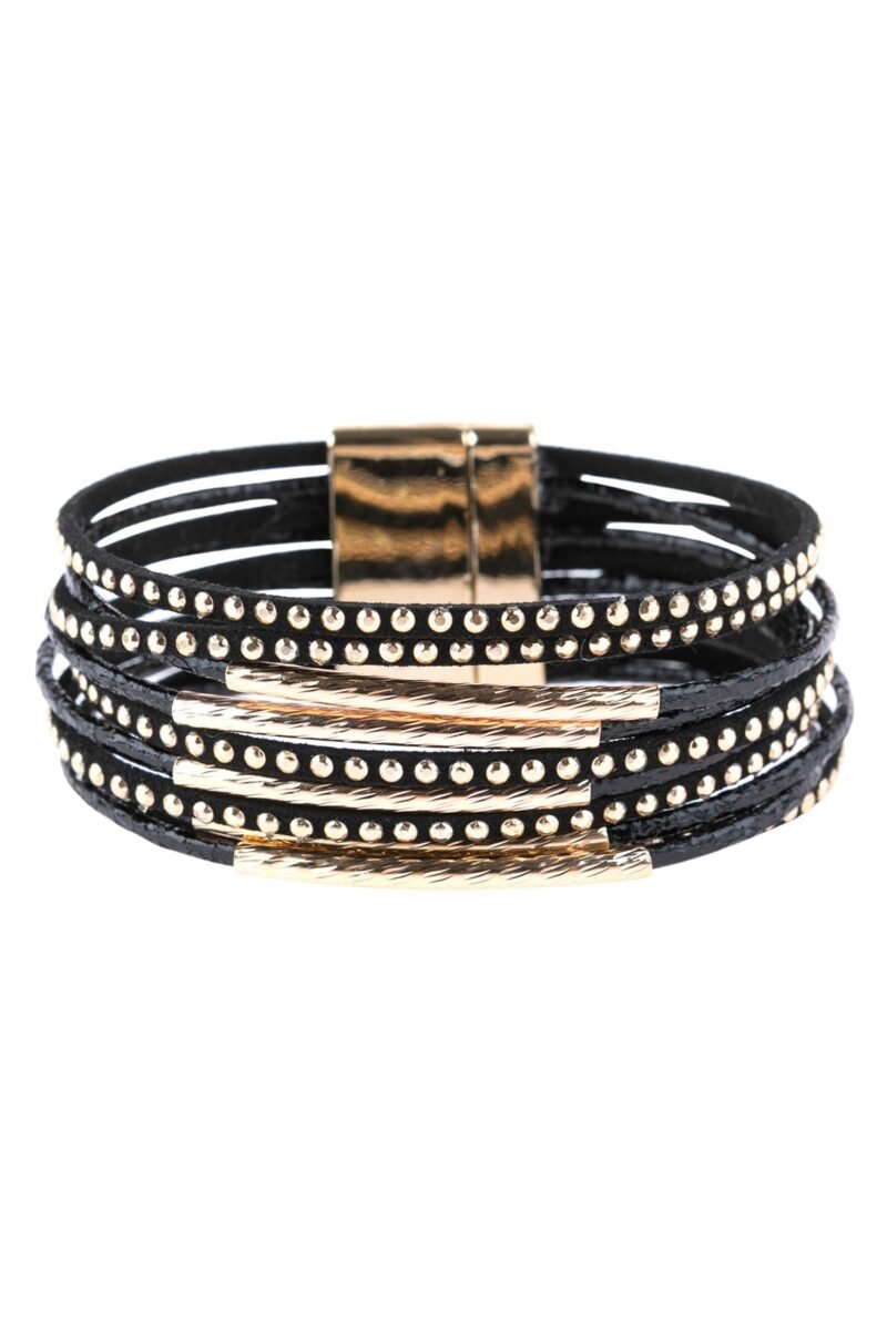 Multiline Leather Magnetic Bracelet - 图片 2