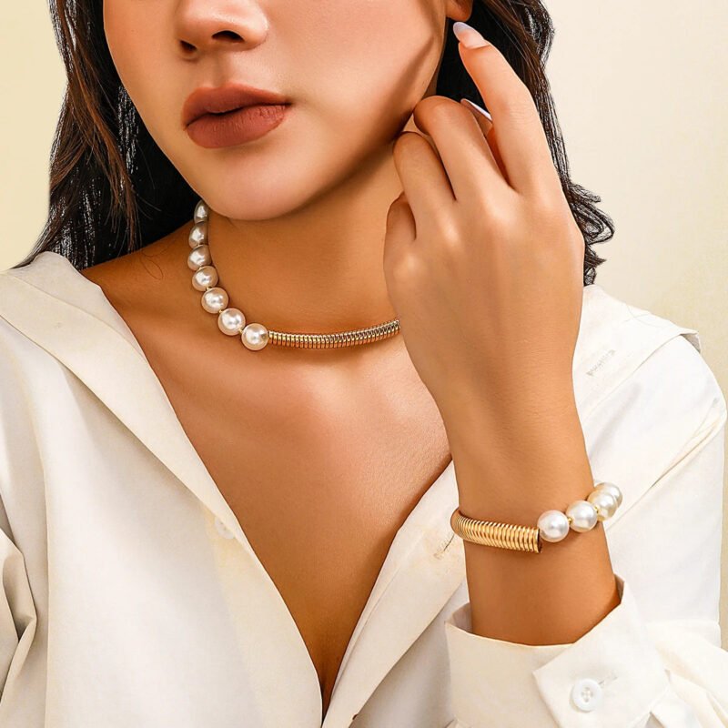 Pearl Short Choker Necklace Women Collar Wed Bridal Vintage Clavicle - 图片 2