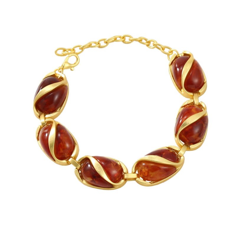 Earrings, bracelets and necklaces set for women multi-layered oval alloy resin exaggerated jewelry - 图片 3
