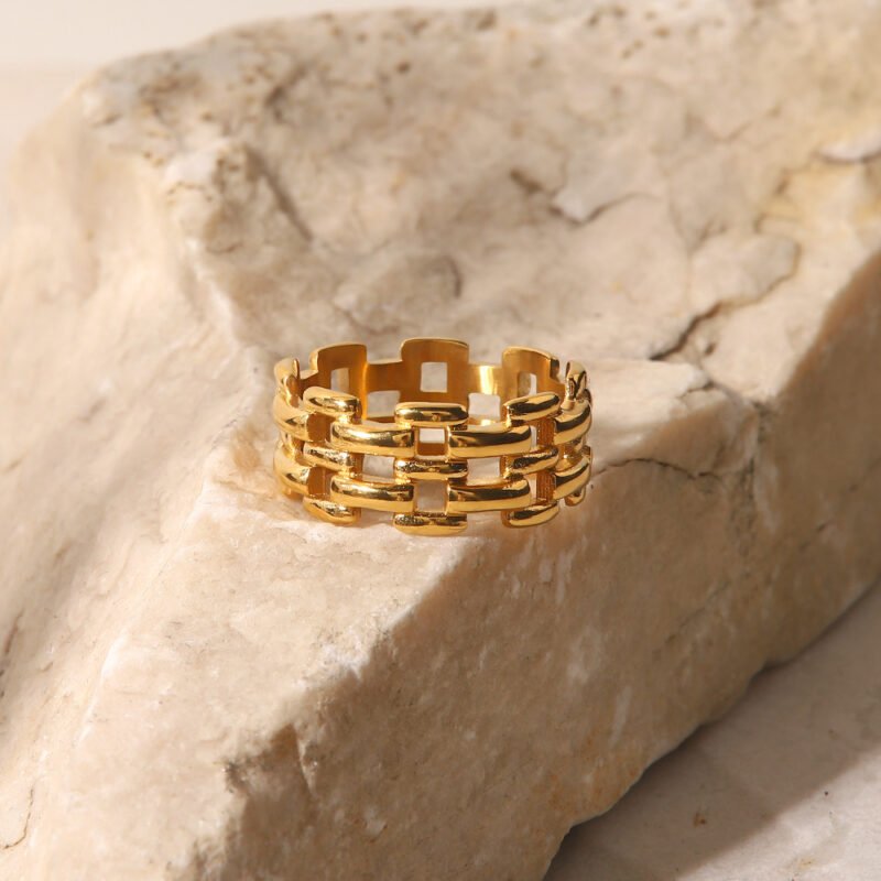 INS-style titanium steel hollow rings, 18K gold watch bands, stainless steel rings - 图片 3