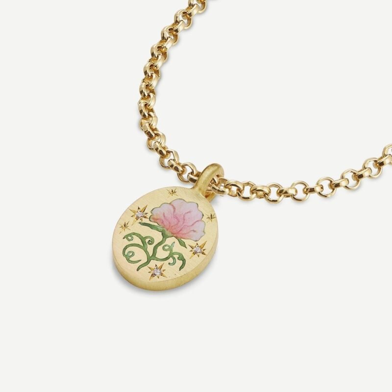 18K gold inlaid zircon with pattern design trendy personality necklace - 图片 9