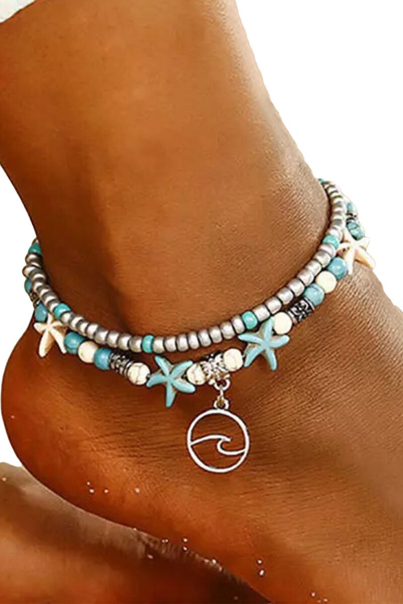 Sky Blue Beach Double Anklet - 图片 4