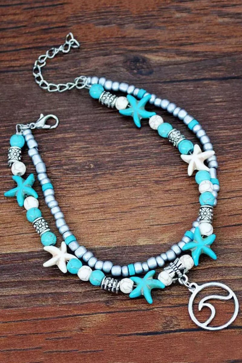 Sky Blue Beach Double Anklet - 图片 3