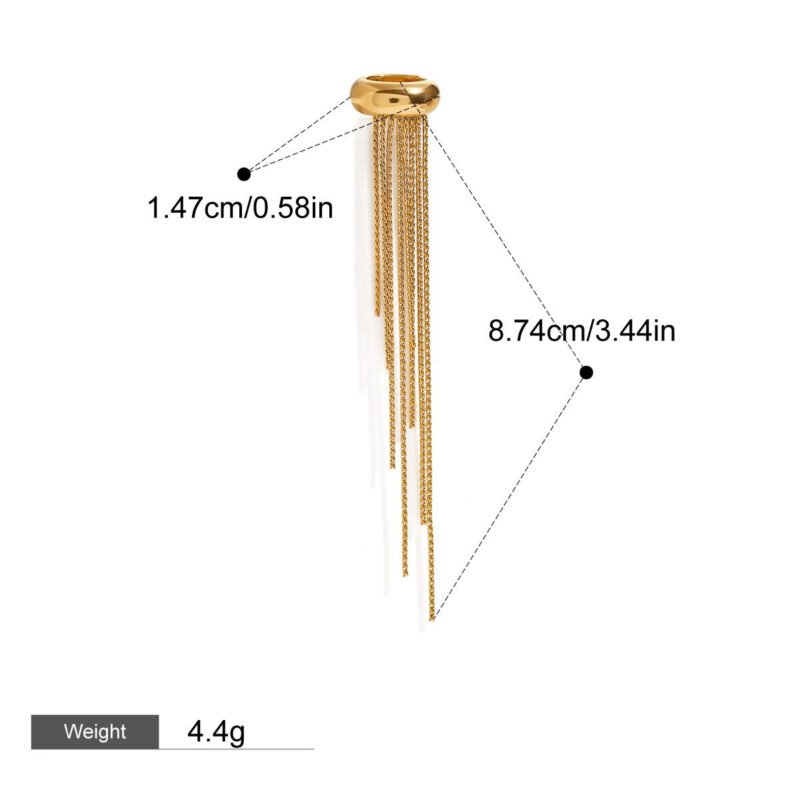 18K gold tassel design light luxury style earrings - 图片 4