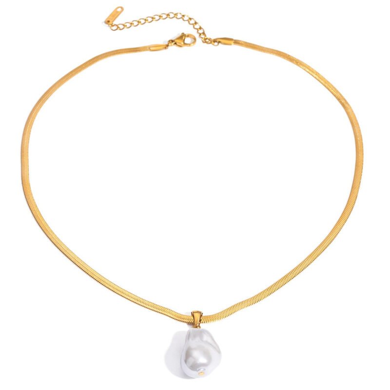 18K gold chain with pearl design high-end necklace - 图片 8