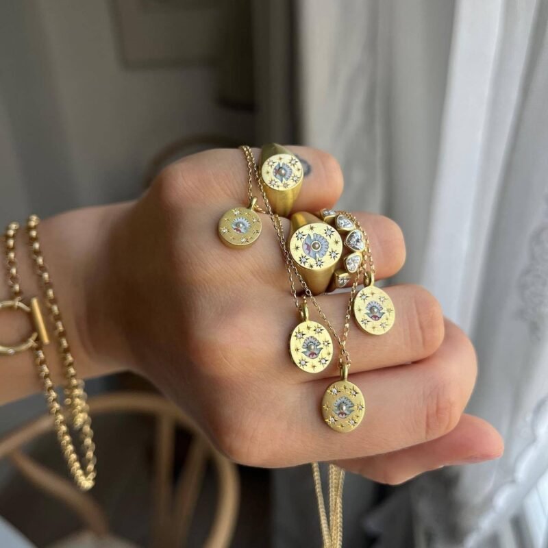 18K gold inlaid zircon with pattern design trendy personality necklace - 图片 12