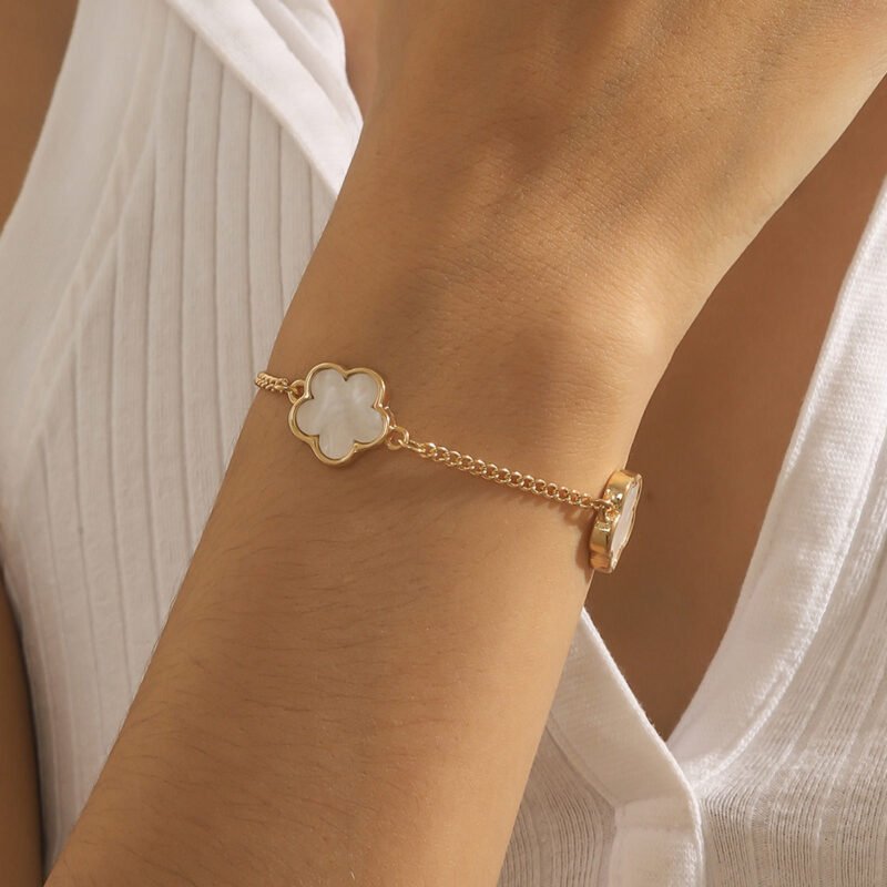 18K Gold Butterfly/Clover Design Exquisite Unique Bracelet - 图片 5
