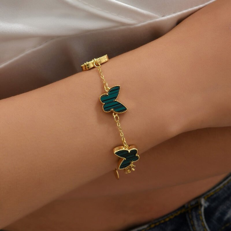 18K Gold Butterfly/Clover Design Exquisite Unique Bracelet - 图片 6