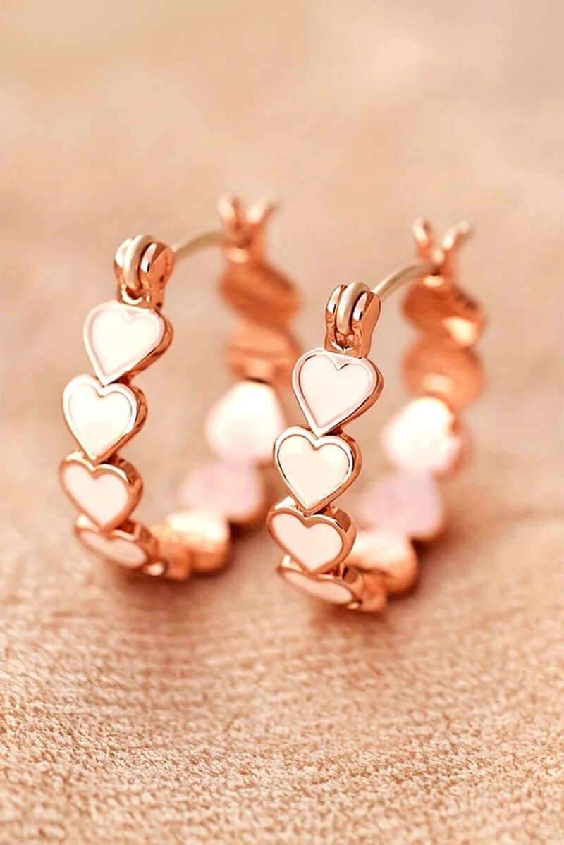 White Heart Shape Plated Alloy Small Hook Earrings - 图片 2